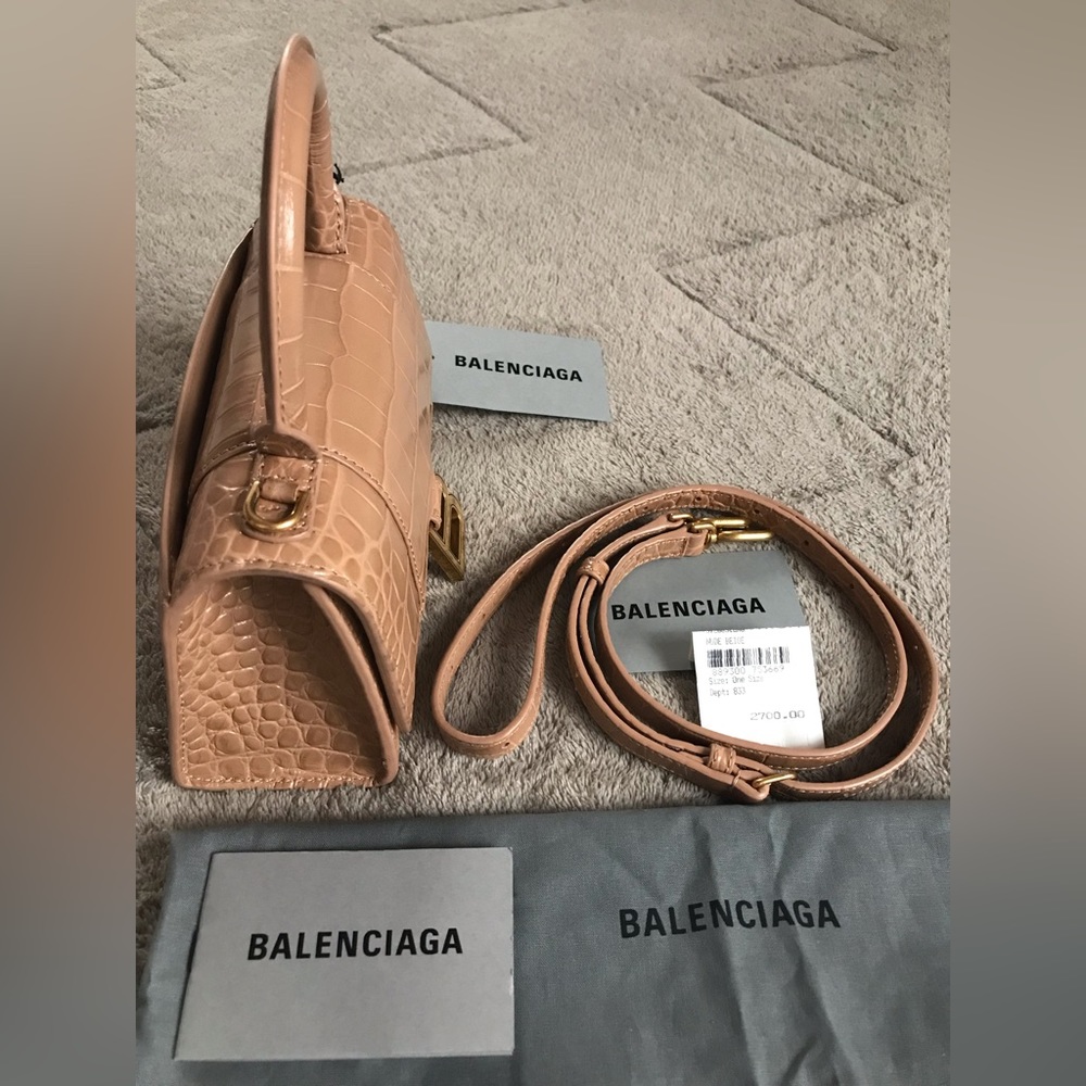 LIKE NEW🔥BALENCIAGA Extra Small Hourglass Leather Top Handle Bag🔥 - Picture 6 of 14